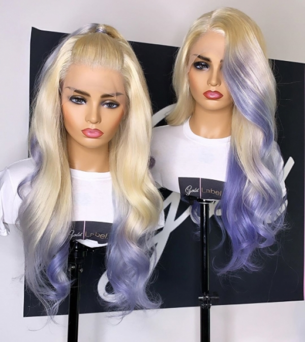 Magic Love Human Virgin Hair Ombre Blonde Purple Color Pre Plucked