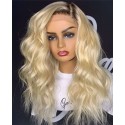 Magic Love Human Unprocessed Human Virgin Pre Plucked Ombre Blonde #4/613 Wave Lace Wigs(MAGIC0194)