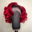 Magic Love Human Virgin Hair Ombre1B/Red Pre Plucked Lace Front Wig And Full Lace Wig For Black Woman Free Shipping (MAGIC0177)