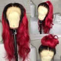 Magic Love Human Virgin Hair Ombre1B/Red Pre Plucked Lace Front Wig And Full Lace Wig For Black Woman Free Shipping (MAGIC0257)  