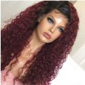 Magic Love Human Virgin Hair Ombre 1b/99J Color Curly Pre Plucked Lace Front Wig And Full Lace Wig For Black Woman Free Shipping (MAGIC0317)