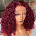 Magic Love Human Virgin Hair Ombre 99J Color Curly Pre Plucked Lace Front Wig And Full Lace Wig For Black Woman Free Shipping (MAGIC0472)