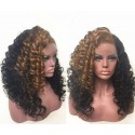 Magic Love Human Virgin Hair Ombre 1b/27 Curly Pre Plucked Lace Front Wig And Full Lace Wig For Black Woman Free Shipping (MAGIC0326)