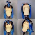  Magic Love Human Virgin Hair Ombre Blue Bob Pre Plucked Lace Front Wig And Full Lace Wig For Black Woman Free Shipping (MAGIC0518)