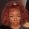 Magic Love Pre Plucked Factory Stock Curly Brown Ombre Orange Color Human Hair Lace Wigs (MAGIC0376)