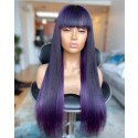 Magic Love Human Virgin Hair Purple With Bangs Pre Plucked Lace Front Wig &Full Lace Wig For Black Woman Free Shipping(Magic0503)
