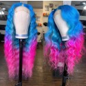 Magic Love Human Virgin Hair Ombre Pink&Blue Pre Plucked Lace Front Wig And Full Lace Wig For Black Woman Free Shipping (MAGIC0474)