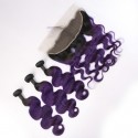 Magic Love Ombre 3 Bundles With(or not) Closure/Frontal Brazilian Virgin Human Hair Color 1B/purple Hair(magic0141)