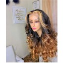 Magic Love Hair 300% Density Pre Plucked Human Hair Ombre 1b/27 Wave Closure Wig Made By Bundles And Closure/Frontal (MAGIC0228)