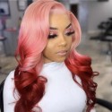 Magic Love Human Virgin Hair Ombre Pink Pre Plucked Lace Front Wig And Full Lace Wig For Black Woman Free Shipping (MAGIC0481)
