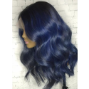 Magic Love Pre Plucked Factory Stock Curly Ombre Blue Color Human Hair Lace Wigs (MAGIC0336)