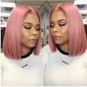 Magic Love Human Virgin Hair Pink Color Summer Bob Pre Plucked Lace Front Wig And Full Lace Wig For Black Woman Free Shipping (MAGIC0275)