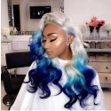 Magic Love Human Virgin Hair Ombre Blue Pre Plucked Lace Front Wig And Full Lace Wig For Black Woman Free Shipping (MAGIC0407)