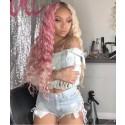 Magic Love Human Virgin Hair Ombre Pink Pre Plucked Lace Front Wig And Full Lace Wig For Black Woman Free Shipping (MAGIC0438)