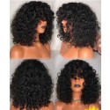 Magic Love Human Virgin Hair Natural Curl With Bangs Pre Plucked Lace Wig For Black Woman Free Shipping(Magic0487)