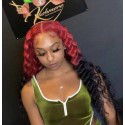 Magic Love Human Virgin Hair Ombre Red Blue Pre Plucked Lace Front Wig And Full Lace Wig For Black Woman Free Shipping (MAGIC0451)