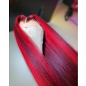 Magic Love Human Hair Wig Pre Plucked Factory Hair Natural Ombre Red 99J Lace Wig for Black Women (MAGIC0104)