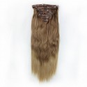 Magiclove Straight Clip In Hair Extensions 100% Brazilian Human Virgin Hair Color #6/27(MAGIC082)