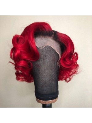 Magic Love Human Virgin Hair Ombre1B/Red Pre Plucked Lace Front Wig And Full Lace Wig For Black Woman Free Shipping (MAGIC0177)