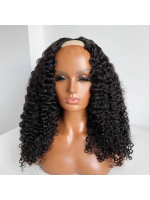 Magic Love Human Virgin Hair U Part Wig Curly Pre Plucked For Woman Free Shipping (MAGIC0542)