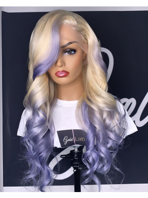 Magic Love Human Virgin Hair  Ombre Blonde Purple Color #613 Pre Plucked Lace Front Wig And Full Lace Wig For Black Woman Free Shipping (MAGIC0349)