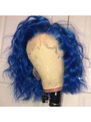  Magic Love Human Virgin Hair Bob Blue Curly Pre Plucked Lace Front Wig And Full Lace Wig For Black Woman Free Shipping (MAGIC0390)
