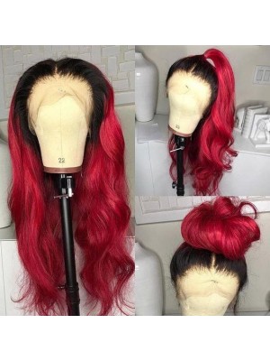 Magic Love Human Virgin Hair Ombre1B/Red Pre Plucked Lace Front Wig And Full Lace Wig For Black Woman Free Shipping (MAGIC0257)  