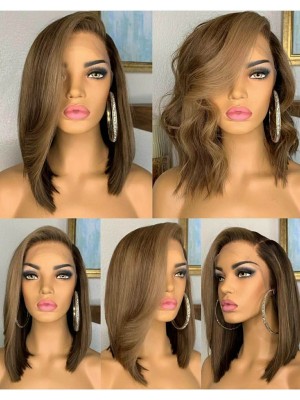 Magic Love Human Virgin Hair Summer Bob Style Ombre Color Pre Plucked Lace Front Wig And Full Lace Wig For Black Woman Free Shipping (MAGIC0269)