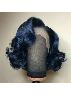 Magic Love Human Virgin Hair Summer Bob Ombre Blue Pre Plucked Lace Front Wig And Full Lace Wig For Black Woman Free Shipping (MAGIC0232)