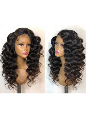 Magic Love Human Virgin Hair Loose Curl Pre Plucked Lace Wig For Black Woman Free Shipping(Magic0205)