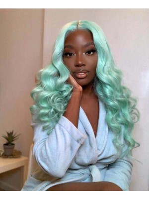 Magic Love Human Virgin Hair Green Color Pre Plucked Lace Front Wig And Full Lace Wig For Black Woman Free Shipping (MAGIC0461)