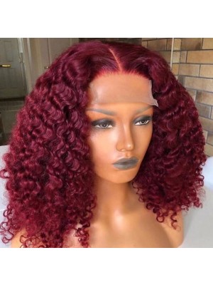 Magic Love Human Virgin Hair Ombre 99J Color Curly Pre Plucked Lace Front Wig And Full Lace Wig For Black Woman Free Shipping (MAGIC0472)