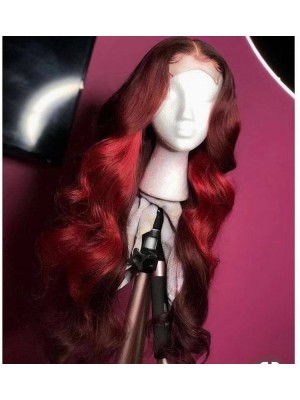 Magic Love Pre Plucked Factory Stock 13x6 Burgundy 99J Ombre Color  Wave Human Hair wigs (MAGIC0392)