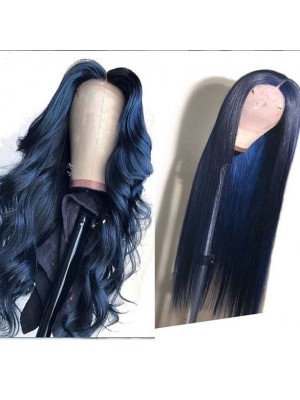 Magic Love Human Virgin Hair Blue Color Pre Plucked Lace Front Wig And Full Lace Wig For Black Woman Free Shipping (MAGIC0312)