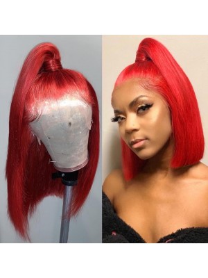 Magic Love Human Virgin Hair Red Color Pre Plucked Lace Front Wig And Full Lace Wig For Black Woman Free Shipping (MAGIC0132)