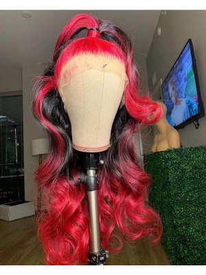 Magic Love Human Virgin Hair Ombre Red Pre Plucked Lace Front Wig And Full Lace Wig For Black Woman Free Shipping (MAGIC0399)