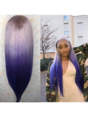 Magic Love Human Virgin Hair Ombre Purple Blue Pre Plucked Lace Front Wig And Full Lace Wig For Black Woman Free Shipping (MAGIC0477)