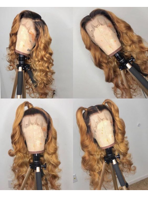 Magic Love Human Virgin Hair Ombre 1b/27 Pre Plucked Lace Front Wig And Full Lace Wig For Black Woman Free Shipping (MAGIC0233)