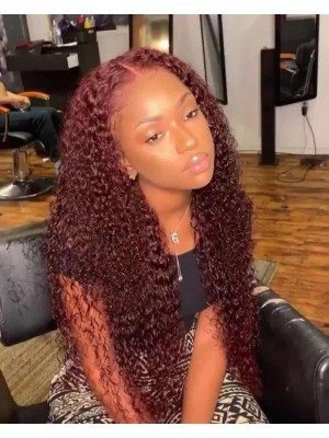 Magic Love Human Virgin Hair 99J Color Curly Pre Plucked Lace Front Wig And Full Lace Wig For Black Woman Free Shipping (MAGIC0473)