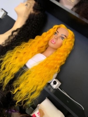 Magic Love Human Virgin Hair Yellow Pre Plucked Lace Front Wig And Full Lace Wig For Black Woman Free Shipping (MAGIC0509)