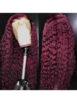 Magic Love Human Virgin Hair Ombre 99J Color Curly Pre Plucked Lace Front Wig And Full Lace Wig For Black Woman Free Shipping (MAGIC0485)