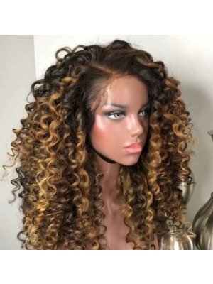 Magic Love Human Virgin Hair Ombre 1b/27 Curly Pre Plucked Lace Front Wig And Full Lace Wig For Black Woman Free Shipping (MAGIC0298)