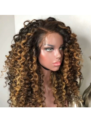 Magic Love Hair 300% Density Human Hair Ombre 1b/27 Curly Closure Wig Made By Bundles And Closure/Frontal (MAGIC0299)