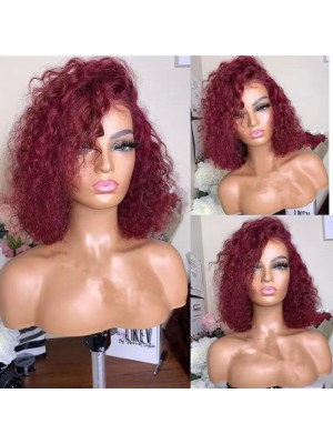 Magic Love Human Virgin Hair Ombre 99J Color Curly Pre Plucked Lace Front Wig And Full Lace Wig For Black Woman Free Shipping (MAGIC0345)