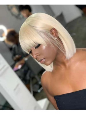 Magic Love Hair Brazilian Virgin Hair 613 Blonde Bob With Bangs Lace Front Wig&Full Lace Wig(Magic0302)