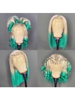 Magic Love Human Virgin Hair Ombre Green 613 Blonde Pre Plucked Lace Front Wig And Full Lace Wig For Black Woman Free Shipping (MAGIC0517)