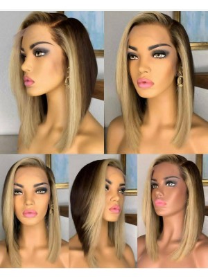  Magic Love Human Virgin Hair Ombre Summer Bob Wave Pre Plucked Lace Front Wig And Full Lace Wig For Black Woman Free Shipping (MAGIC0241)