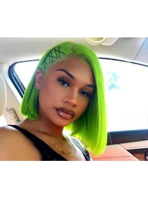 Magic Love Human Virgin Hair Green Color Summer Bob Pre Plucked Lace Front Wig And Full Lace Wig For Black Woman Free Shipping (MAGIC0260)