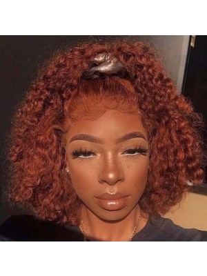 Magic Love Pre Plucked Factory Stock Curly Brown Ombre Orange Color Human Hair Lace Wigs (MAGIC0376)