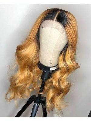 Magic Love Human Virgin Hair Ombre 1b/27 Wave Pre Plucked Lace Front Wig And Full Lace Wig For Black Woman Free Shipping (MAGIC0236)